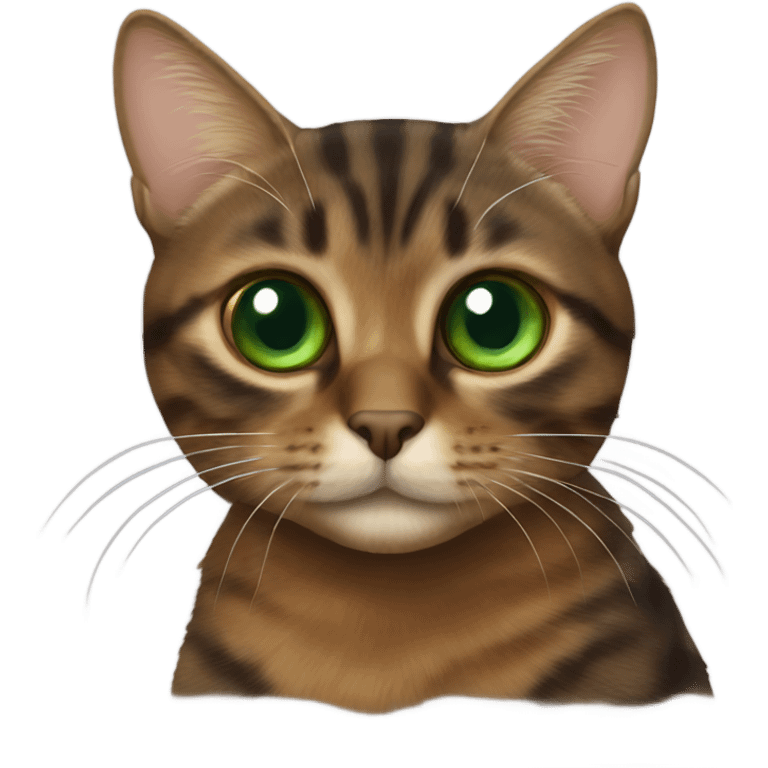 brown torbie cat with green eyes emoji