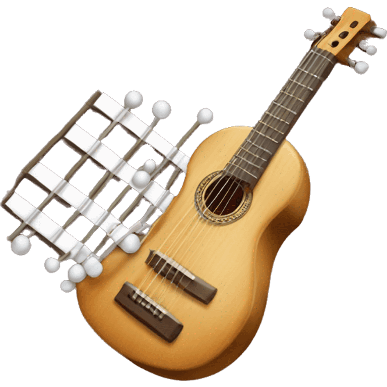 create a emoji that is a music instrument from Latvian culture called "kokle", and it has music note floating next to it. emoji