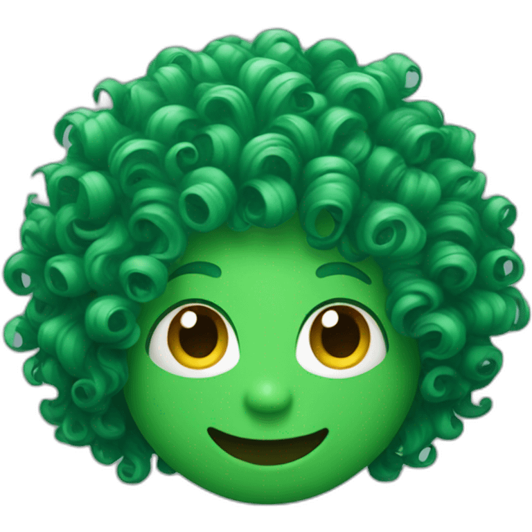 green curly hair smiley emoji