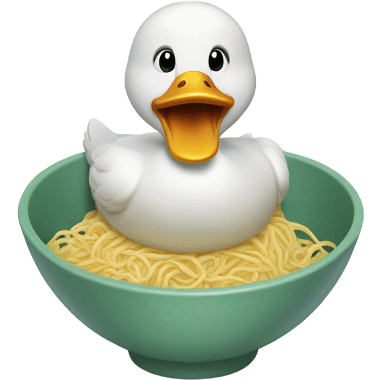 Duck eating noodle emoji