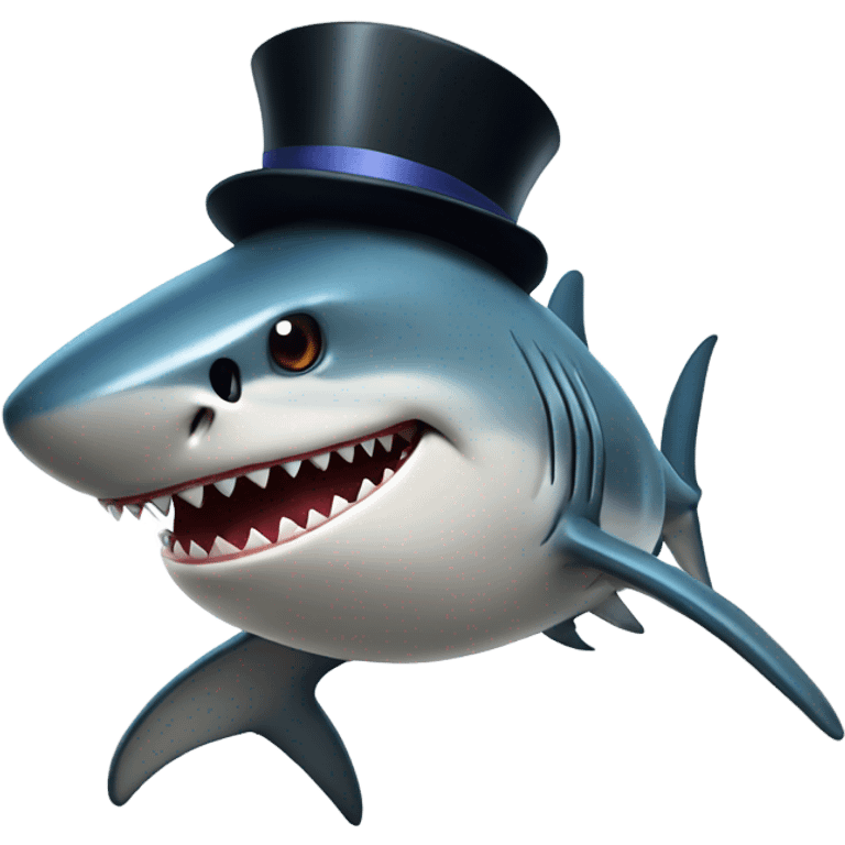 Shark with a top hat emoji