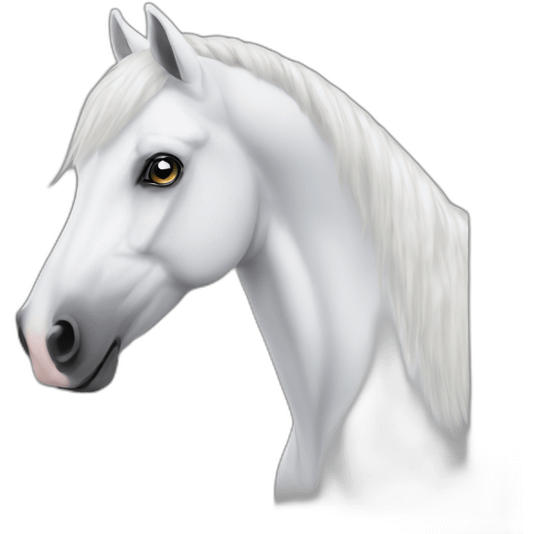 White stallion mustang with big hearts as eyes emoji