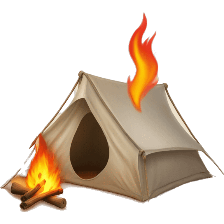 Fire beside a tent in the desert  emoji