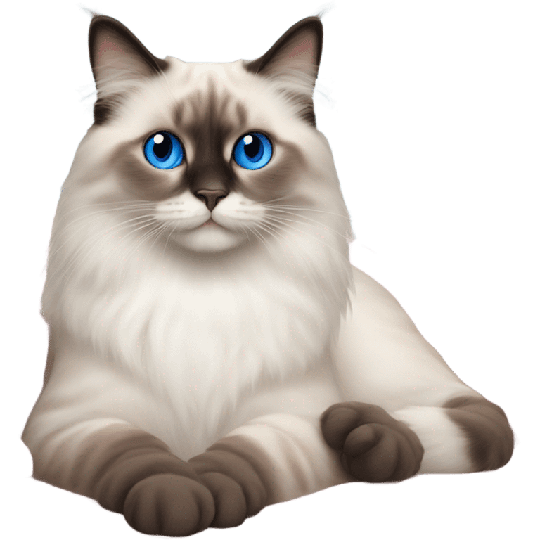 Realistic ragdoll cat with blue eyes laying on pink pillow emoji