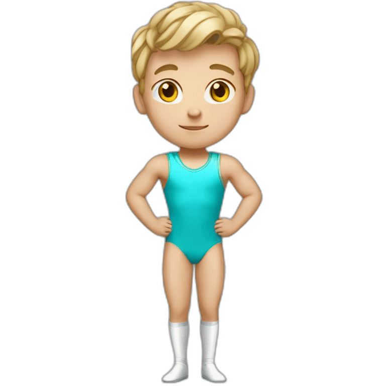 sporty european boy in gymnast leotard emoji