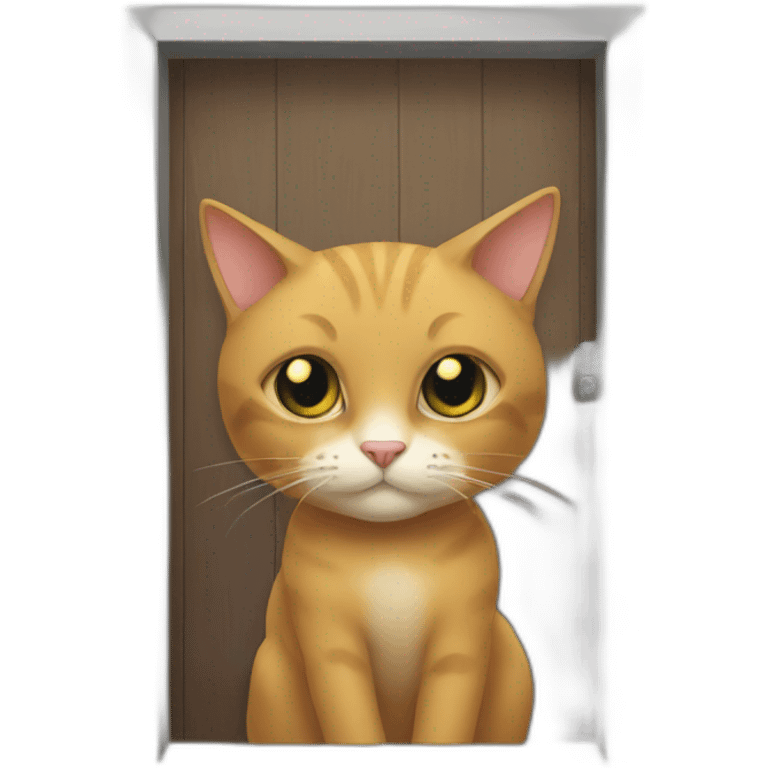 A cat behind a door emoji