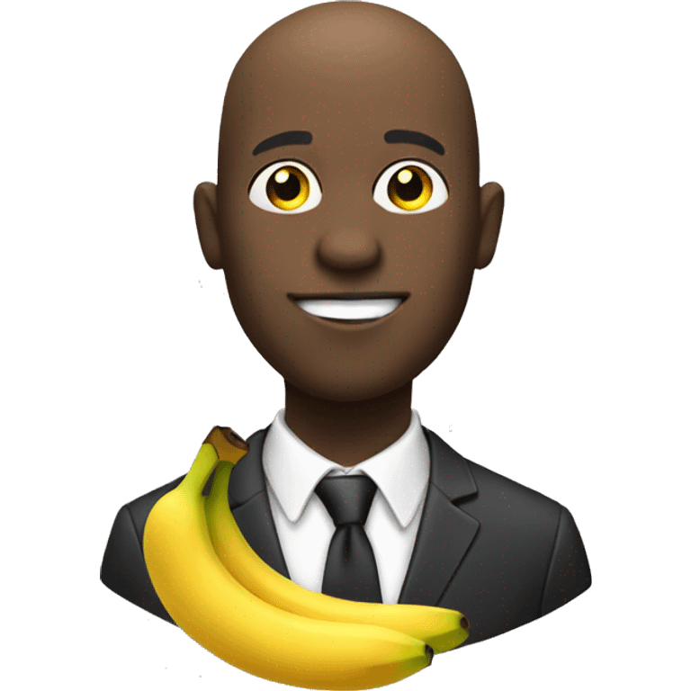 Bald black man with suit eating a banana  emoji