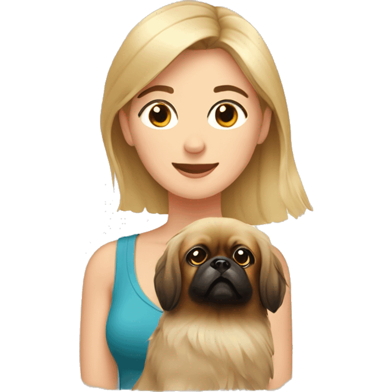 Women with Pekingese emoji