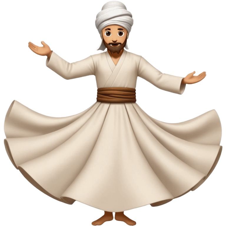 Cinematic Realistic Whirling Dervish Pop Culture Emoji, showcasing a mystical portrayal of traditional Sufi dance rendered with fluid textures and dynamic, spiritual lighting. emoji