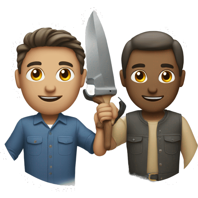 two guys with tools and computers emoji