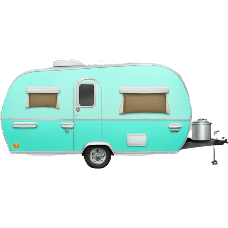 Realistic isolated tiffany blue camping trailer emoji