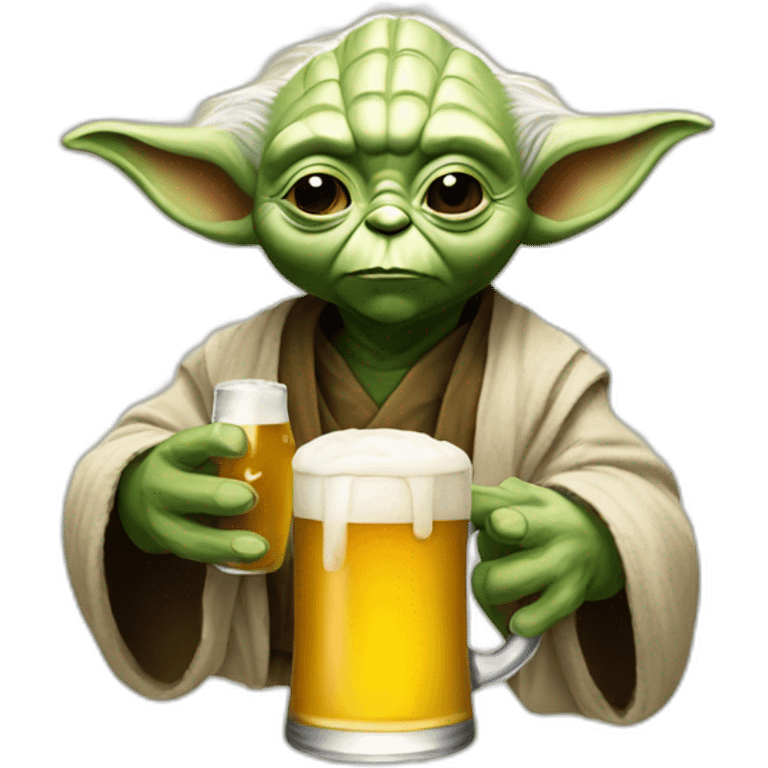 Yoda with one beer emoji