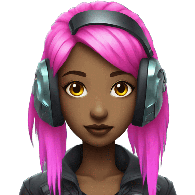 cyberpunk girl neon with scifi headset emoji