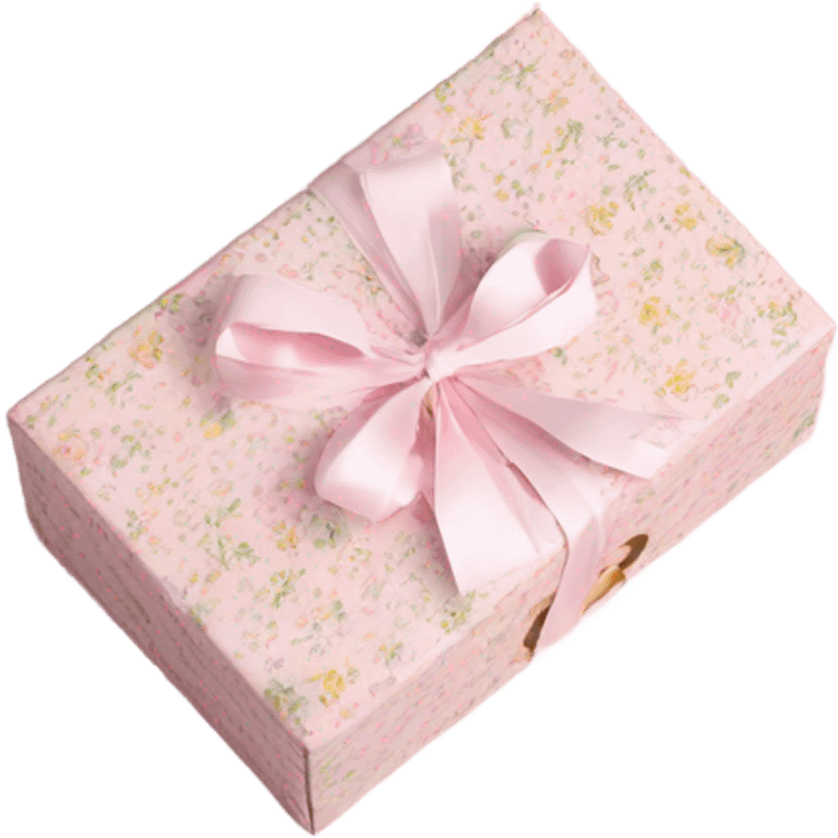 Elegant Rococo pale pink ditsy floral gift box emoji