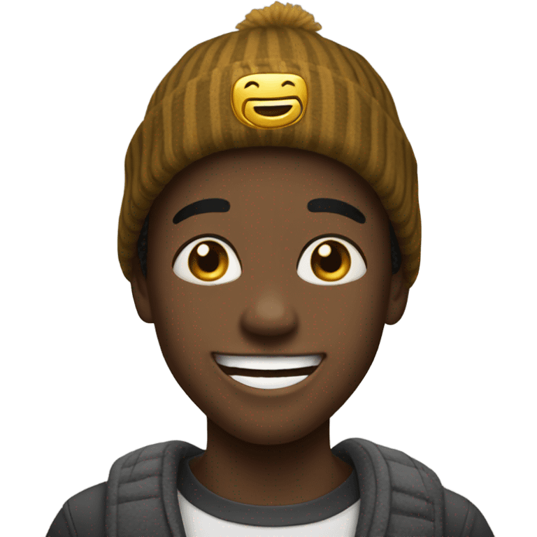 smiling boy in beanie portrait with gold teeth  emoji