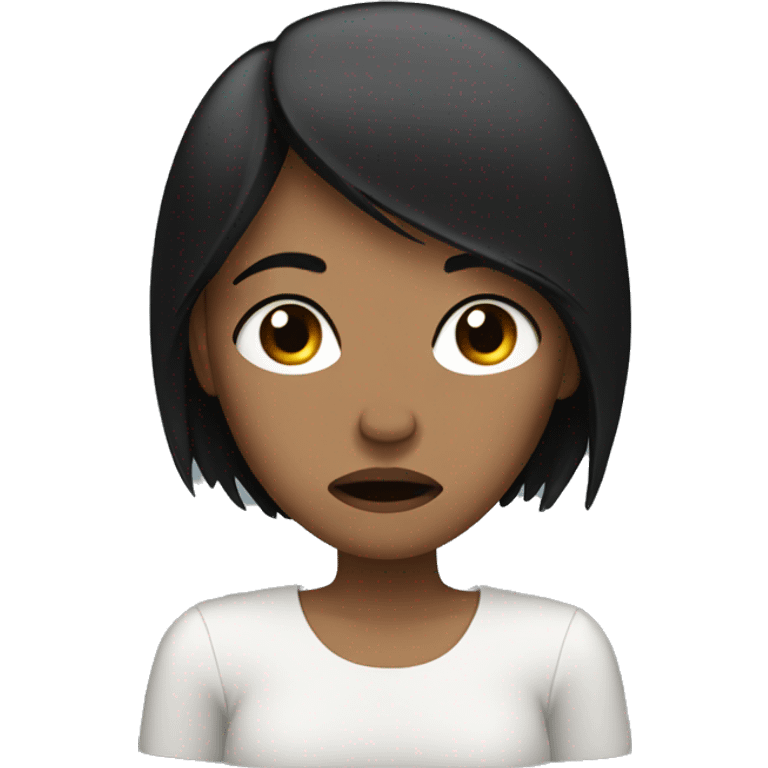 Women with black hair crying emoji