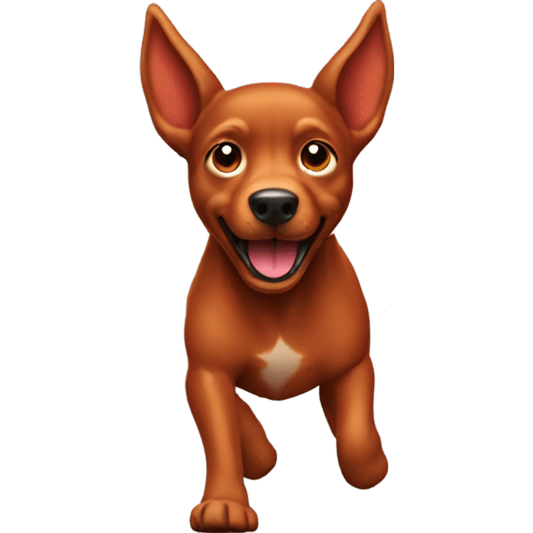 solid red dog with pointed ears running emoji