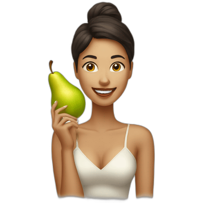 Pretty woman eating pear emoji