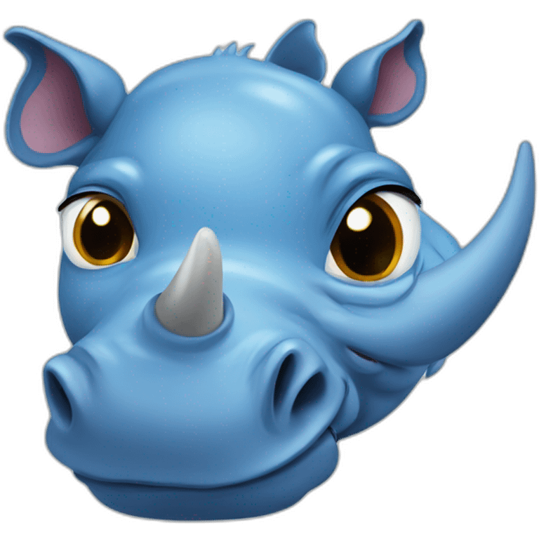 Blue rhino with love heart eyes cartoon emoji