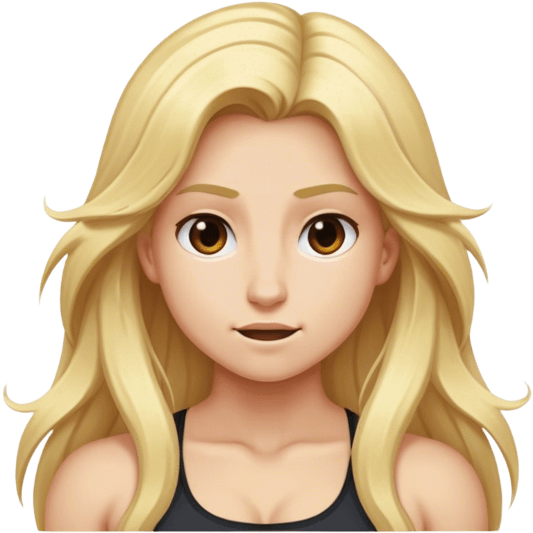 Pumped-up forms blonde long hair with realistic  emoji