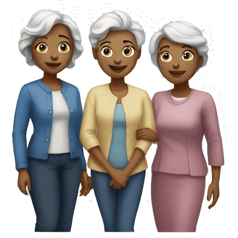 Two older white sisters with two white younger sisters emoji