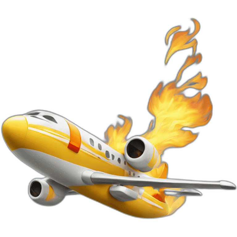 Deux tours en feu avec un avion emoji