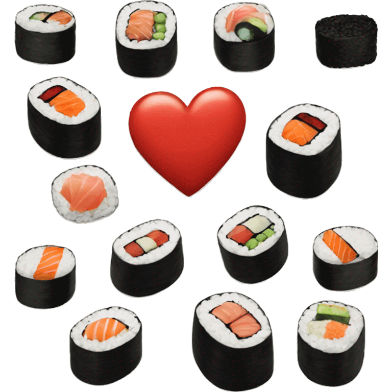 Heart made of sushi emoji