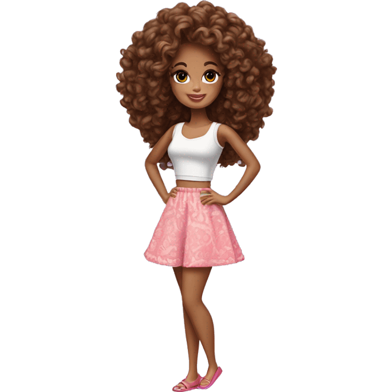 Curly Brown  hair barbie full body emoji