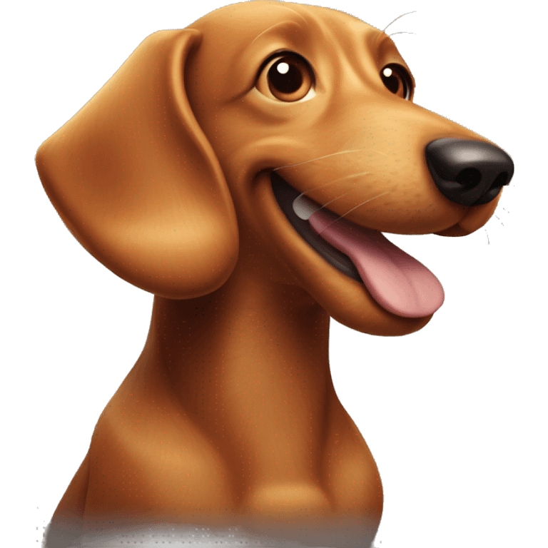 wired haired ginger sausage dog smiling  emoji