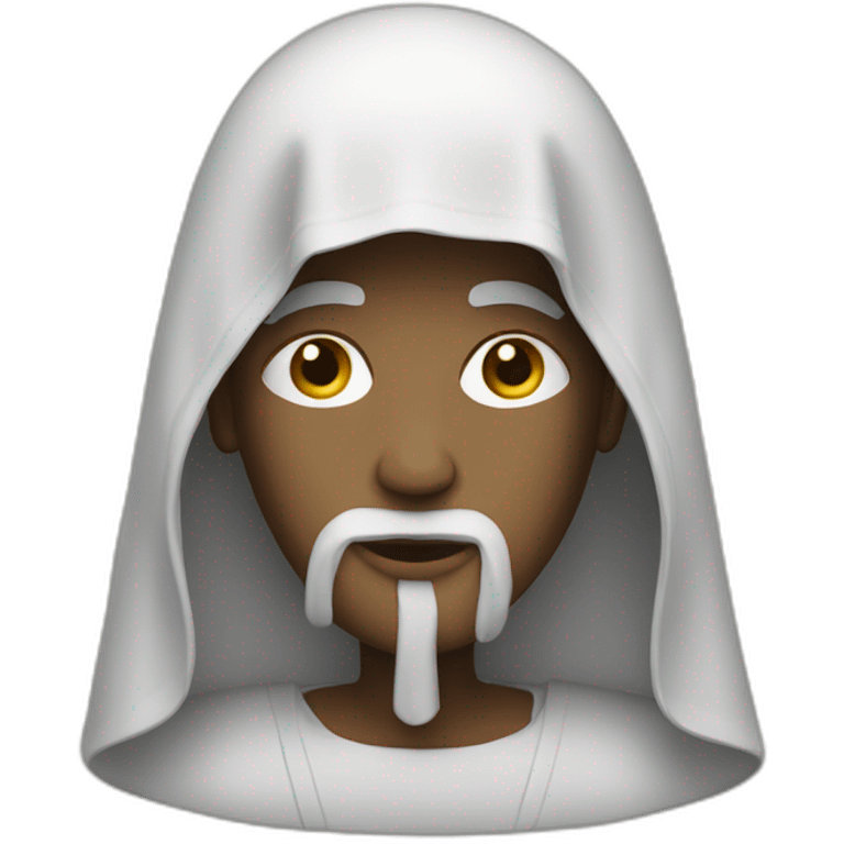 A religious person with a covered face emoji