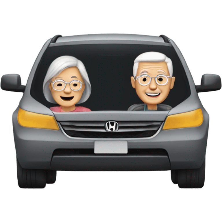 A retired couple driving fast in a Honda pilot emoji