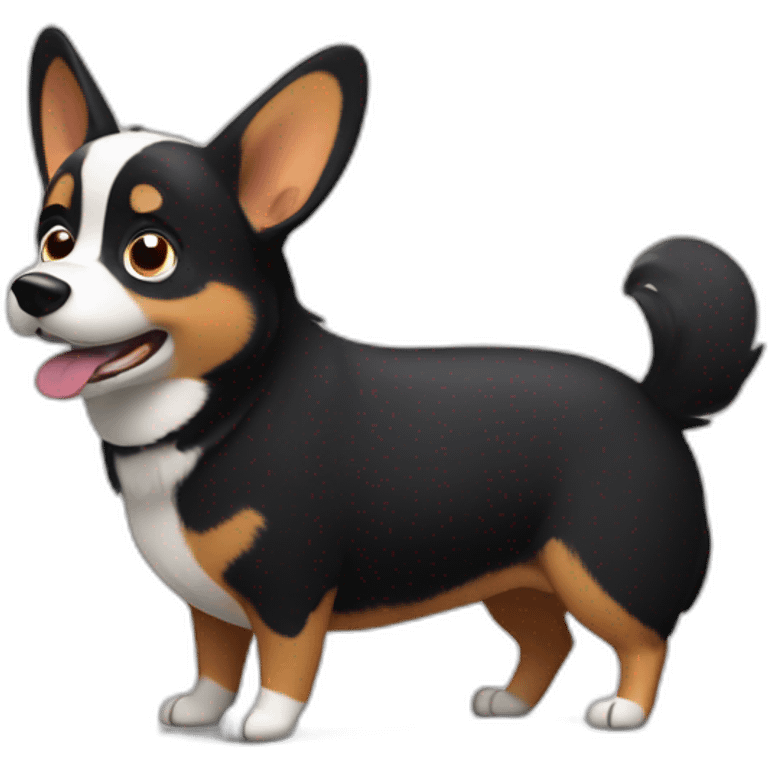 Black corgi Pixar style confused emoji