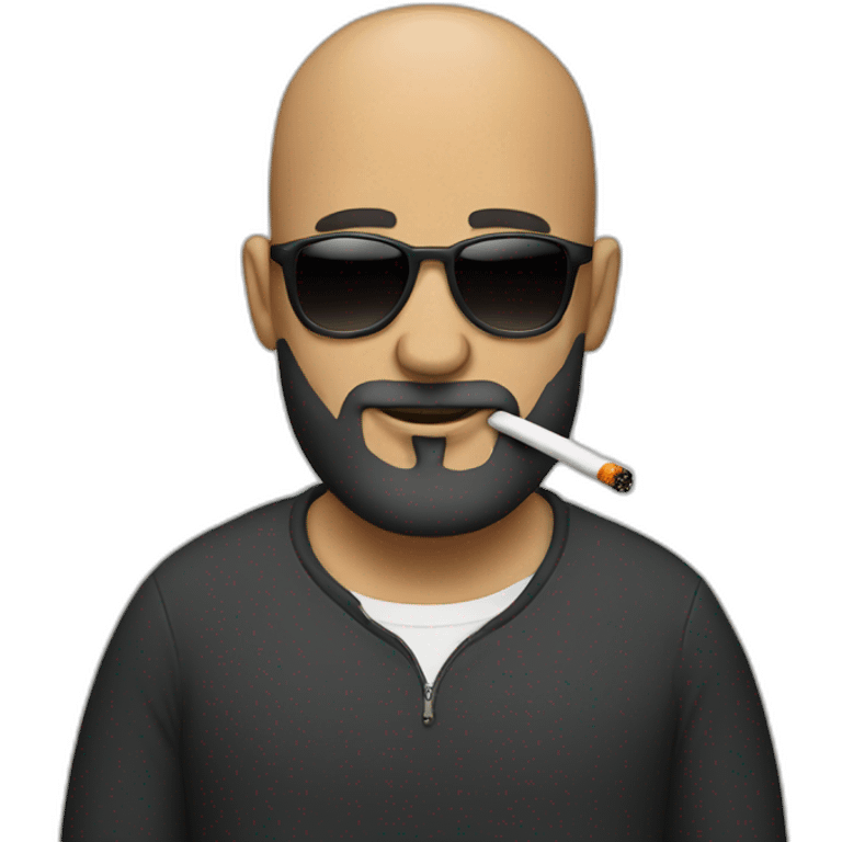 A bald guy with beard and sunglasses smoking emoji