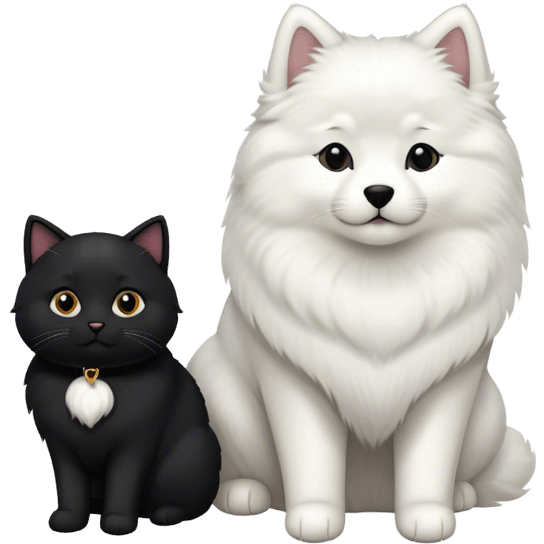 
Samoyed and black British cat emoji