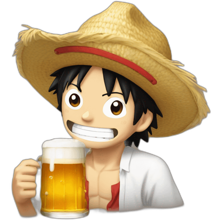 Luffy avec une bière emoji