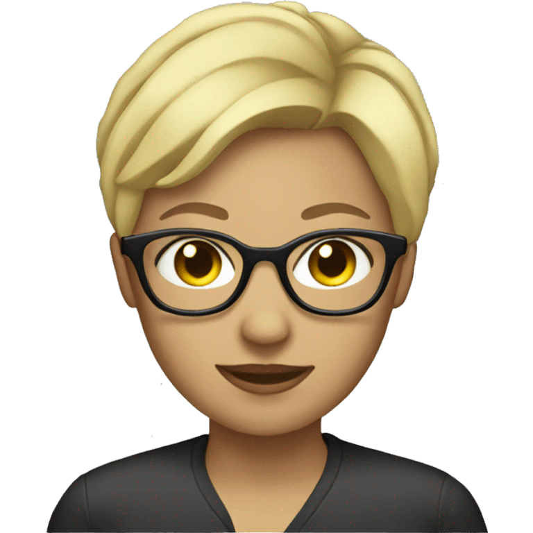 Woman with short blonde hair and glasses emoji