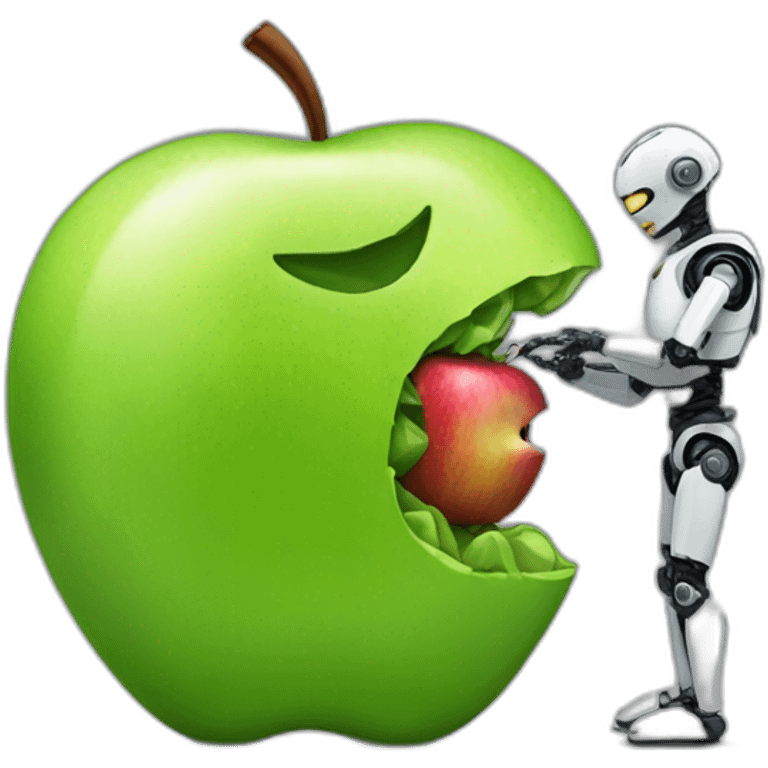 Apple logo eating the android robot emoji