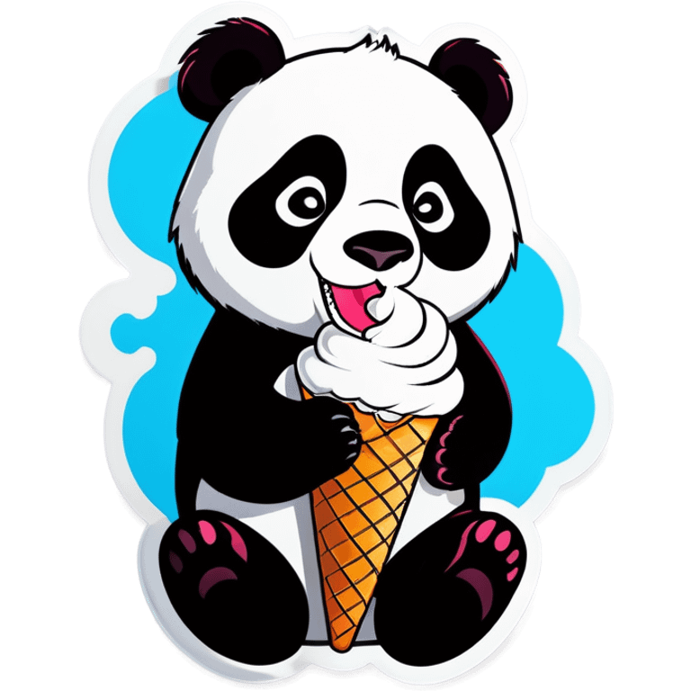 Panda eating ice cream emoji