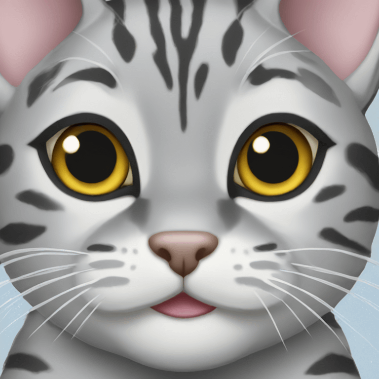 Silver glitter bengal cat emoji