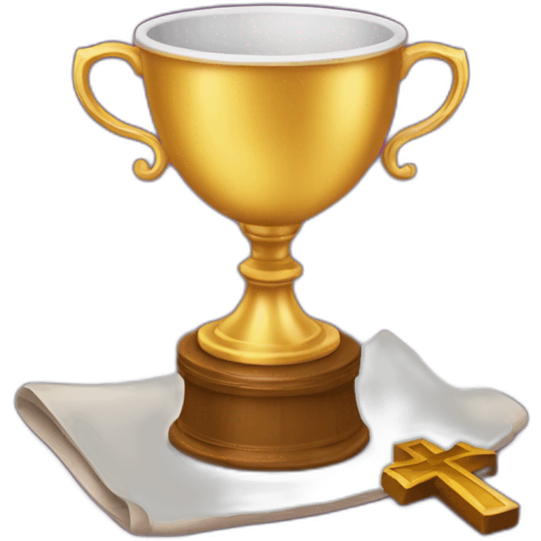 royal empty Christian cup for the winner with a cross on royal background emoji