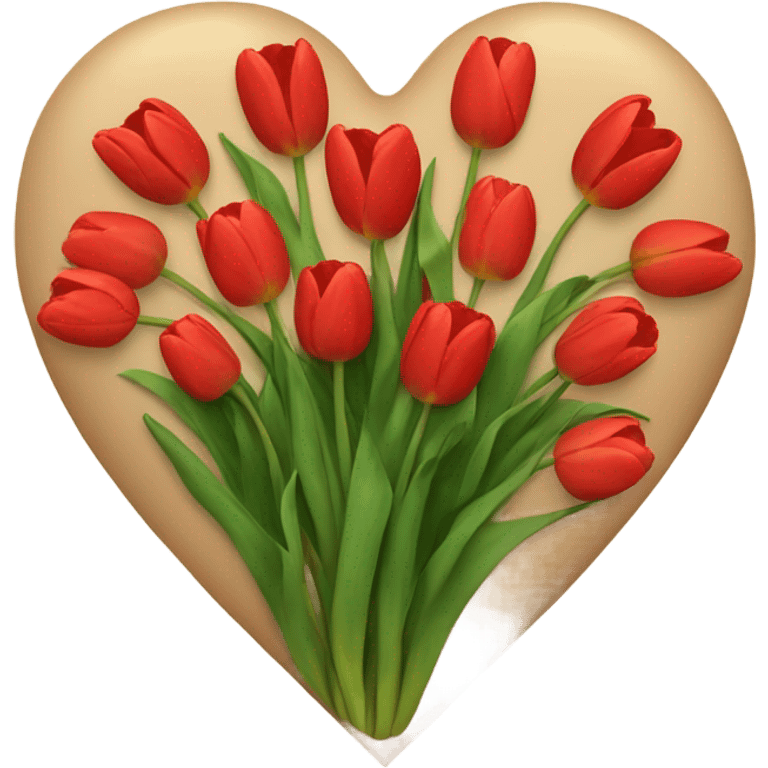 beige heart with tulips red emoji