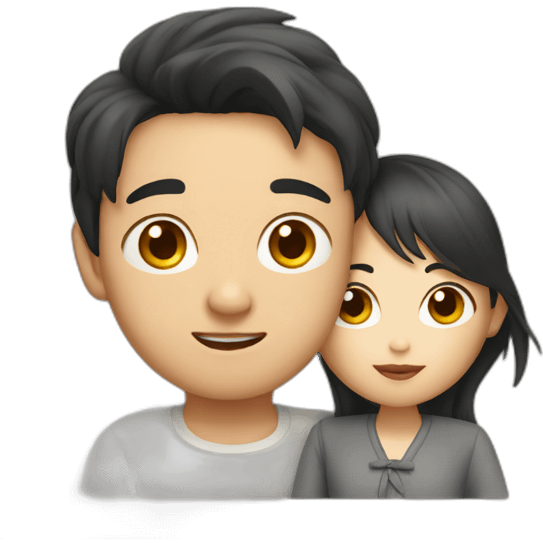 asian girl with big asian boy emoji