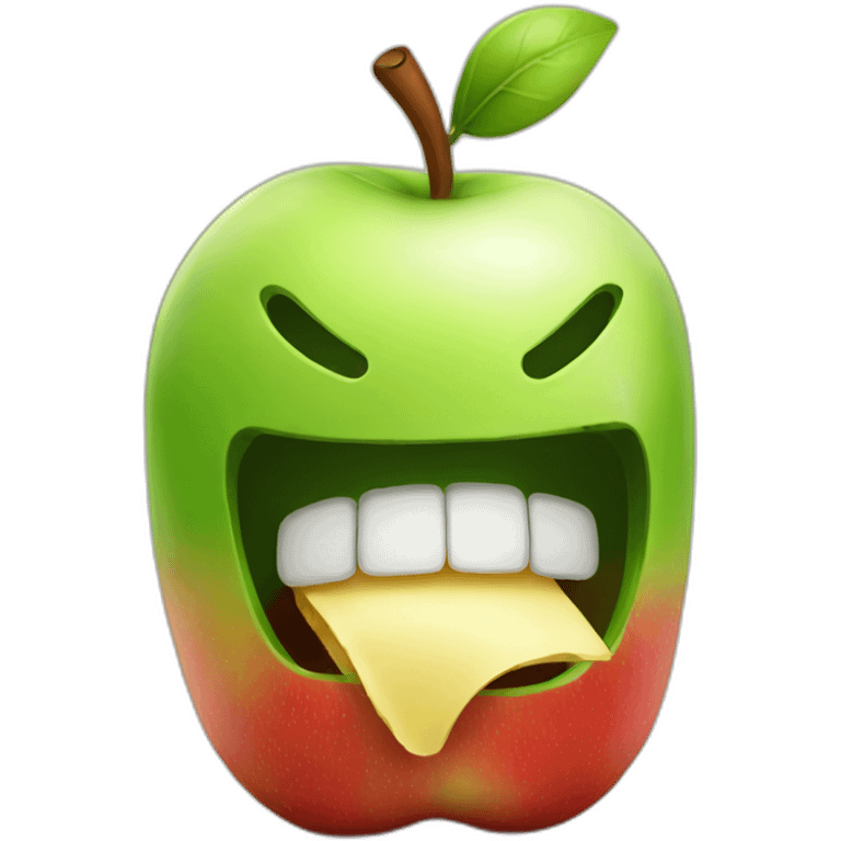 android eats apple emoji