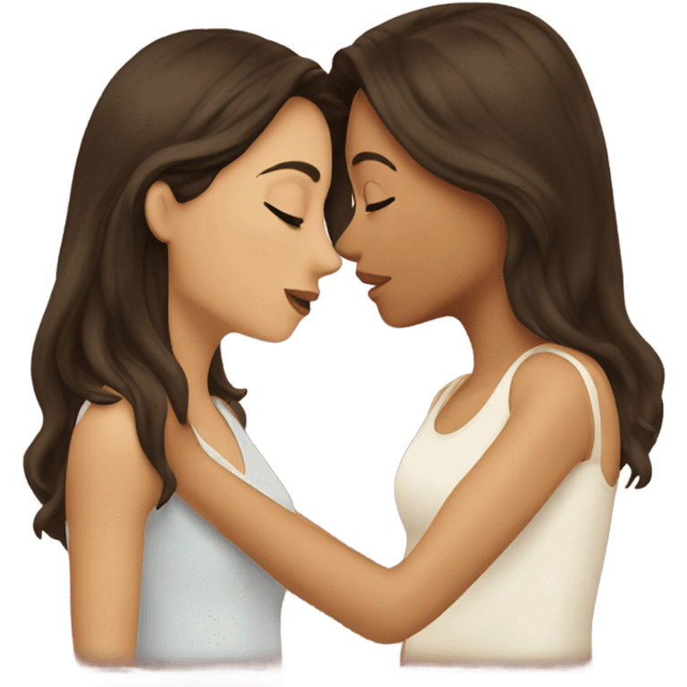 Brunette girls romantic kiss  emoji