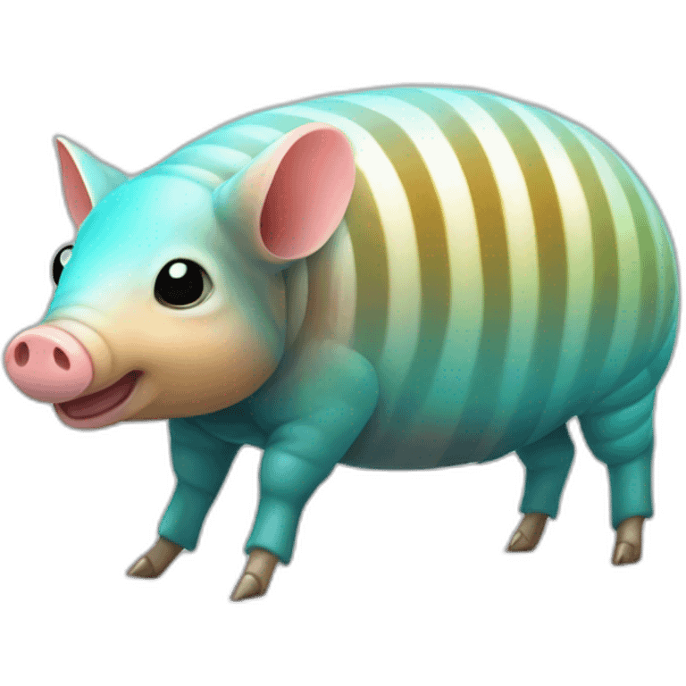 Iridescent spotted striped cyan gradient pig armadillo cow centipede insect emoji