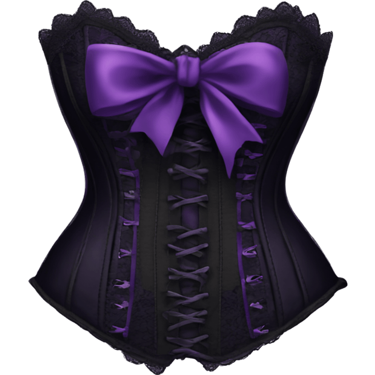 Black purple corset with lace and bow emoji