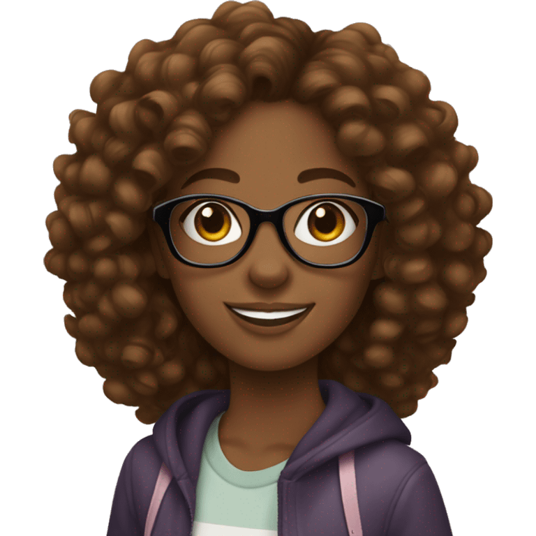 black girl with brown curly hair and glasses on a pennyboard  emoji