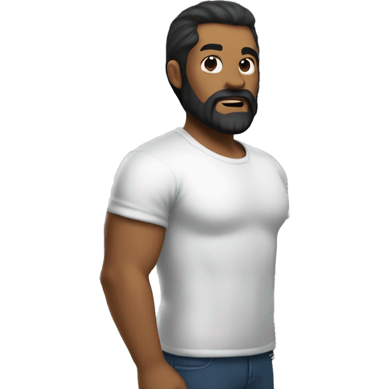 man with side part hair and black beard carrying a big refrigerator  emoji