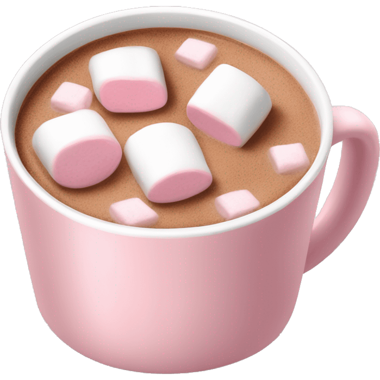 Light Pink mug of hot chocolate with marshmallows  emoji