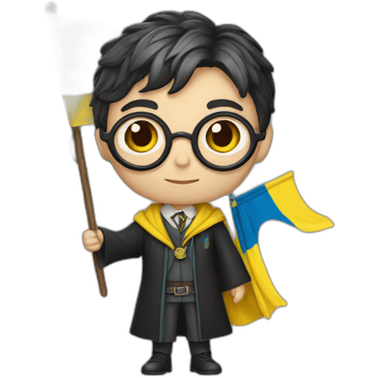 Harry Potter holds a Ukrainian flag emoji